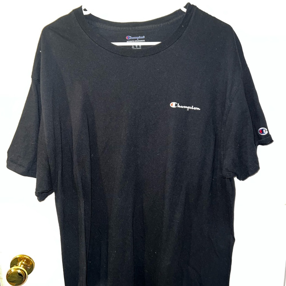 Champion Black Short Sleeve Tee with Iconic Logo